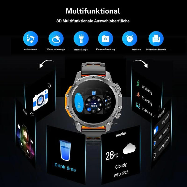 1.52" HD Smartwatch for Men – Phone and Music Control – Multiple Sports Modes – IP68 Waterproof – Long Battery Life – Fitness Watch for Android and iPhone