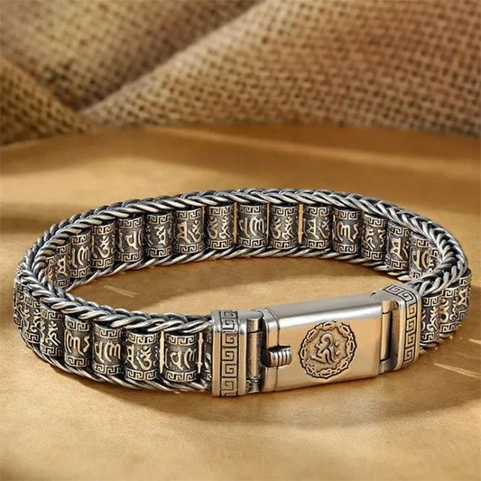 💎 50% OFF! 💎 Tibetan Prayer Wheel Bracelet – 925 Sterling Silver, Lucky Charm & Valentine's Day Gift