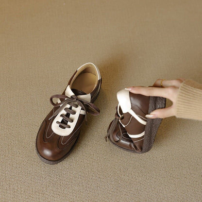 Handmade Washed Horse Leather German Army Trainer Casual Sneakers in Black/Brown