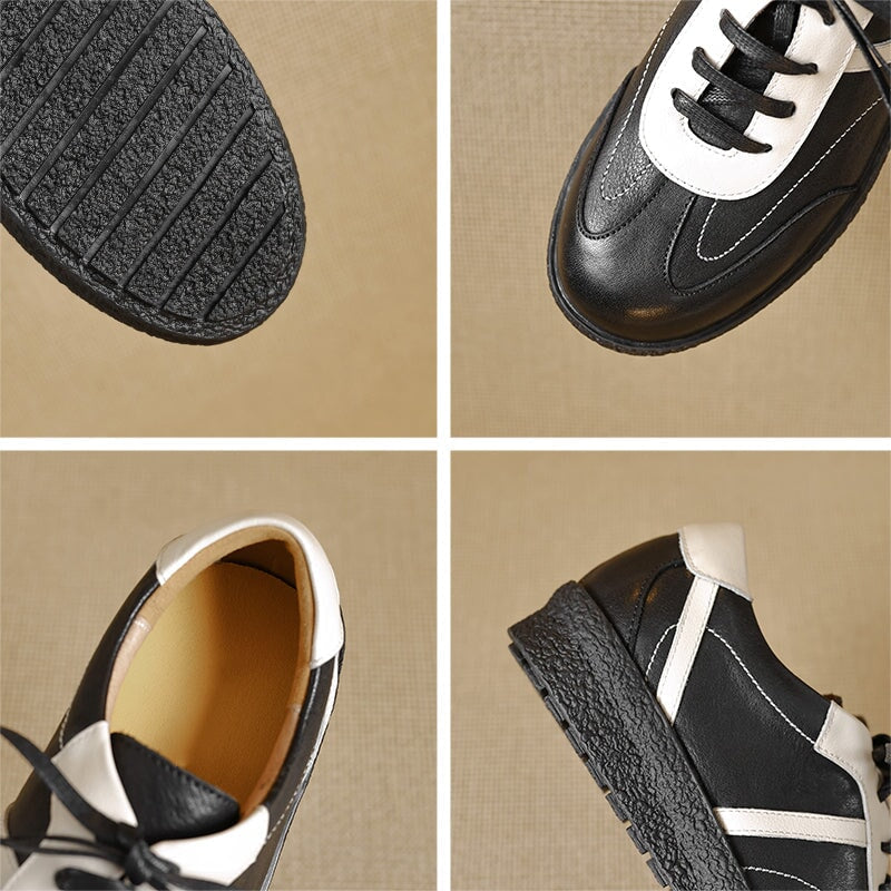 Handmade Washed Horse Leather German Army Trainer Casual Sneakers in Black/Brown