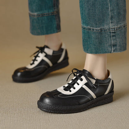 Handmade Washed Horse Leather German Army Trainer Casual Sneakers in Black/Brown