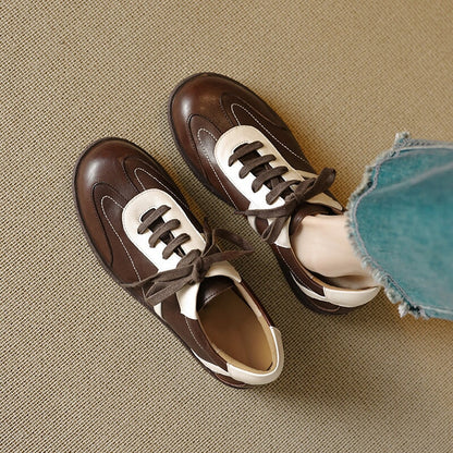 Handmade Washed Horse Leather German Army Trainer Casual Sneakers in Black/Brown